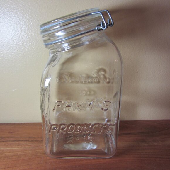 glass storage container angle neck natura italy farm's products (H176) - Picture 5 of 15